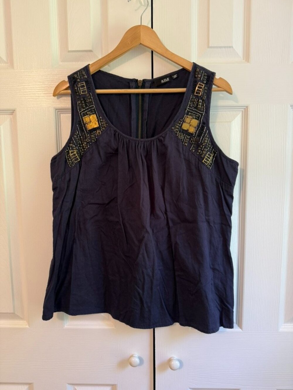 A. N.A. Sleeveless Blouse with Embellished Shoulders XL